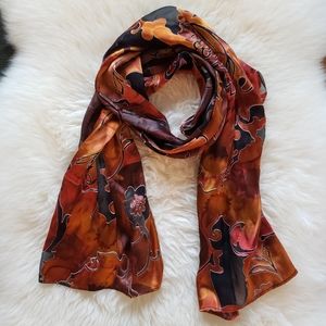 Vintage Silk Scarf, Flame Look